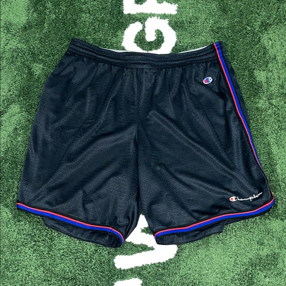 Champion Navy Men's Athletic Shorts with Red Trim